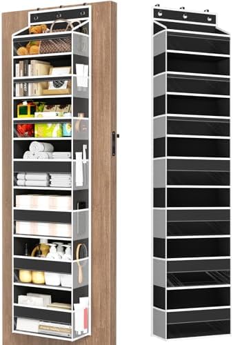 Mefirt Over The Door Organizer, 7 Tier Door Hanging Organizers with 7 Large Pockets 12 Side Pockets, Behind Door Storage Hanging Shelves for Closet Bathroom Bedroom Nursery by Mefirt