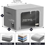 Sorbus Clothes Storage Bins with Metal Frame, Clear Window (3 Pack, Gray) - Image 4