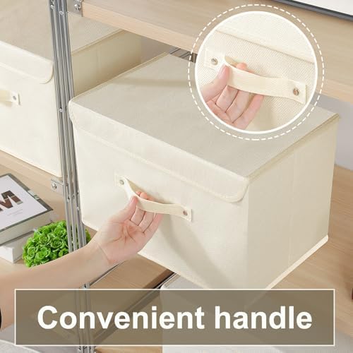 Cloth Storage Baskets with Handles,Beige 15x9.8x9.8in,3 Pack - Image 6