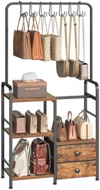 HOOBRO 3-Tier Tall Purse Organizer with Hooks & Drawers by HOOBRO