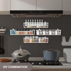Spice Rack, 4-Pack Seasoning Organizer Wall Mount for Kitchen Storage Organization, Spice Holder Metal Shelf Saving Space for Cabinet, RV, Pantry, White - Image 3