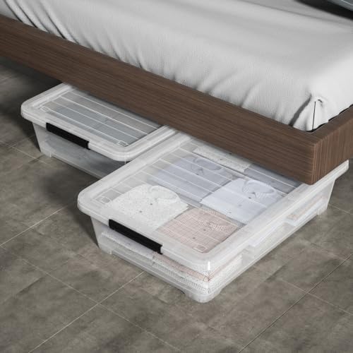 Rosebloom 40 Quart Clear Plastic Underbed Storage Bins with Lid, 3 Packs - Image 6