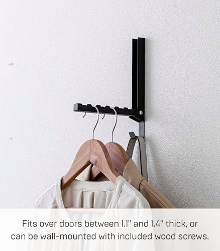 YAMAZAKI Home Smart Over The Door Coat Hook Organizer Collapsible Foldable Rack for Entryway Or Bedroom Closet - 2-Hook - Steel - Image 6