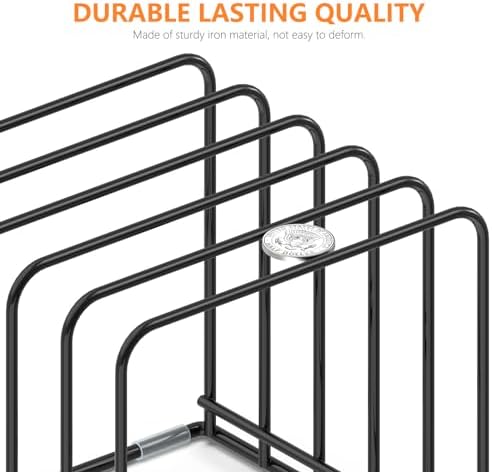 KORRTFID Kitchen Cabinet Organizer, Steel Cookware Holder, Divided Holder with 5 Slots for Skillets Baking Tray and Chopping Board Rack - Baking Pan Holder Storage (2 PCS) - Image 3