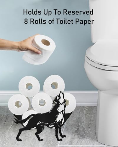 Wolf Toilet Paper Holder Stand, Decorative Toilet Paper Storage - Image 2