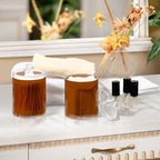 4 Pack Qtip Holder Dispenser with Lids,Brown Red Storage Containers,Bathroom Canisters Organizer for Cotton Ball,Cotton Swab,Cotton Round Pads,Floss 21214711 - Image 6