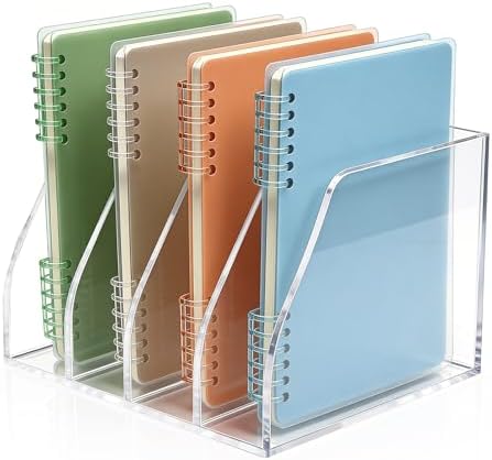 Clear Acrylic Magazine File Holder, 4 Compartment Desk Organizer - Image 6