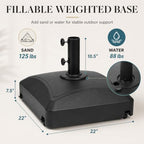 125 Lbs Fillable Mobile Umbrella Base, Heavy Duty Square Stand Built with 4 Rolling Wheels, Stable Outdoor Holder for Patio Deck Lawn and Poolside Market Parasols, Black - Image 2