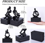 SHENGTIAN Black Reading Thinker Statue Bookends Set of 2, Resin Shelf Decor - Image 3