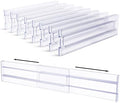 Vtopmart Drawer Dividers Organizers 8 Pack, Adjustable 3.2" High Expandable from 12.2-21.4" Kitchen Drawer Organizer, Clear Plastic Drawers Separators for Clothing, Installed by Double-sided Tape by Vtopmart
