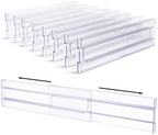 Vtopmart Drawer Dividers Organizers 8 Pack, Adjustable 3.2" High Expandable from 12.2-21.4" Kitchen Drawer Organizer, Clear Plastic Drawers Separators for Clothing, Installed by Double-sided Tape by Vtopmart