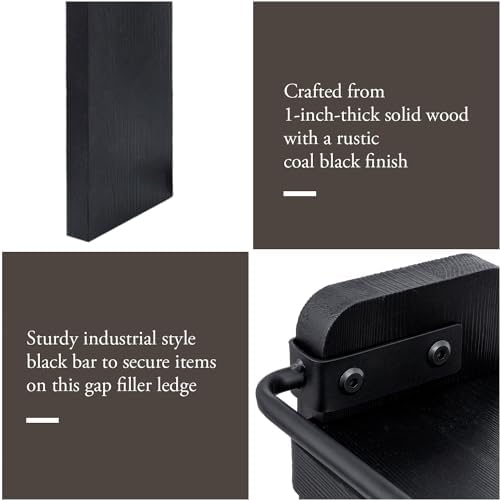 MyGift 33-Inch Stove Top Spice Shelf, Coal Black Wood & Metal Storage Rack - Image 3