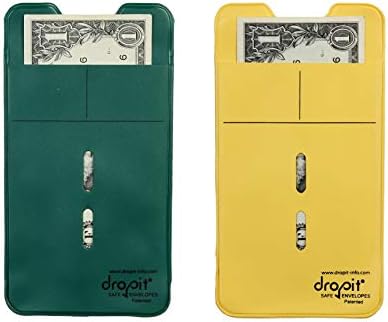 Two Color Bundle | Green & Yellow |10 Each for a Total of 20 envelopes | Reuseable Dropit Safe Envelope for Safe Depositing of Currency and Money | Organize Coupon, Currency by UBICON