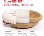 KneadAce Cotton Rope Banneton Bread Proofing Basket Set, 2 x Round Bread Basket with Liners & Covers for Artisan Bread Baking, Sourdough Bread Baking Supplies - Image 2