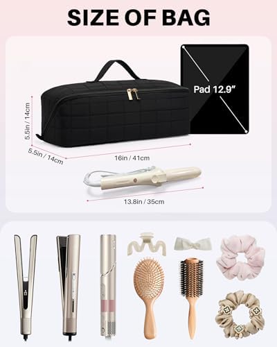 Hair Tools Travel Bag with Heat Resistant Mat, Black - Image 3