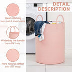 CLHMILY&Z Laundry Hamper Round Storage Rope Basket in Living Room, Bedroom, Laundry Room for Toy, Clothes, Blanket, Pillow (Pink, 80L) - Image 4