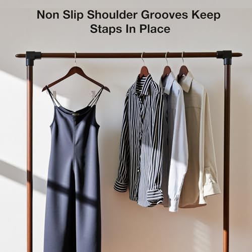 Wooden Hangers with Clips 24 PCS Pant Hangers with Clips,Smooth Solid Wooden Pants Hangers,360 Swivel Hooks & Adjustable Clips,for Jeans,Skirt,Suit,Shorts,Scarf.（Walnut） - Image 6