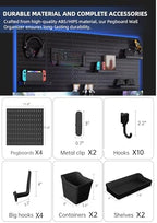 Pegboard Wall Organizer Kit, Modular Storage System, Black - Image 2