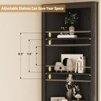 INNOD 69" Tall Corner Shelf with Doors, 6-Tier Corner Storage Cabinet with Doors, Space Saver Shelf for Bathroom, Bathroom Floor Cabinet for Living Room Kitchen, Hallway - Image 4