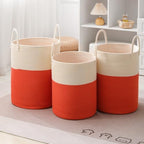 Woven Laundry Hamper Tall Rope Storage Basket for Blanket oys Dirty Clothes in Living Room Bathroom Bedroom (White&Orange, 60L/15.8Gal) - Image 6