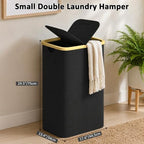efluky Double Laundry Hamper with Lid and 2 Removable Bags, Black - Image 3