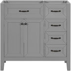 Flieks 36" Bathroom Vanity Without Sink, Cabinet Base Only, Bathroom Cabinet with Drawers, Solid Frame and MDF Board, Grey - Image 7