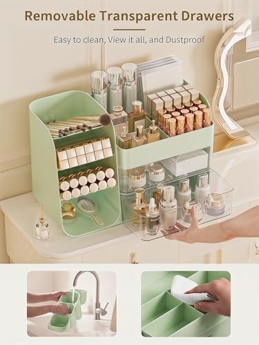 Booklov Small Makeup Organizer for Vanity Countertop, Green - Image 5