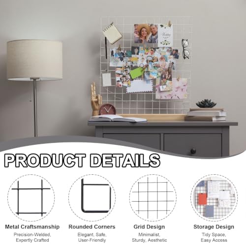 PATIKIL Wire Grid Panels Gridwall Panel 20" x 16" Black 2Pcs - Image 3