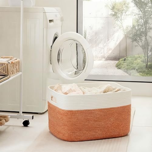 Artfeel Blanket Basket,Rectangle Woven Baskets for Storage,65L Laundry Basket for Decorative Nursery Blanket,Toys,Dirty Clothes and Magazine in Shelves,Baby Room,and Living Room - Image 3