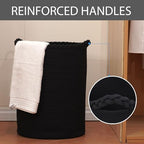 58L Woven Laundry Basket,Cotton Tall Laundry Hamper for Blankets,Clothes,Pillows,Toys,Shoes Large Laundry Bin Black - Image 2