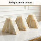 Marble Bookend for Heavy Books, Decorative Bookends for Shelves, Durable and Heavy-Duty Book End for Hardback Book & CDS, Unique Stopper & Holder, Green Onyx, Set of 2 - Image 2