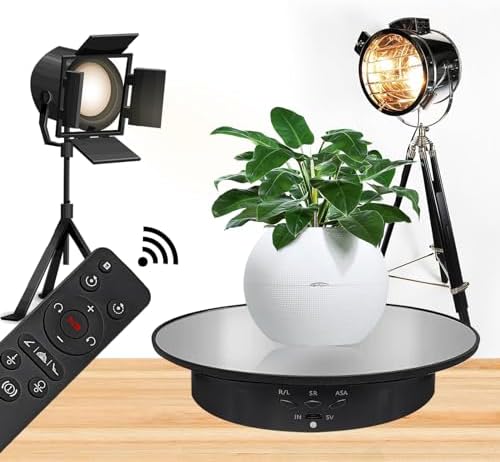 7.9" Mirror Motorized Rotating Display Stand Turntable with Remote & Battery Operated 17.6 LB,Photography Turntable Rotating Platform Lazy Susan (Black) - Image 6
