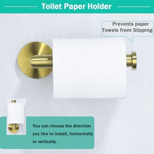 Towel Bar Set 4-Pieces Brushed Gold Bathroom Hardware Set, 18 Inch Stainless Steel Towel Rack Kit,Towel Rod Coat Hook and Toilet Paper Holder Wall Mounted Bathroom Accessories Set - Image 7