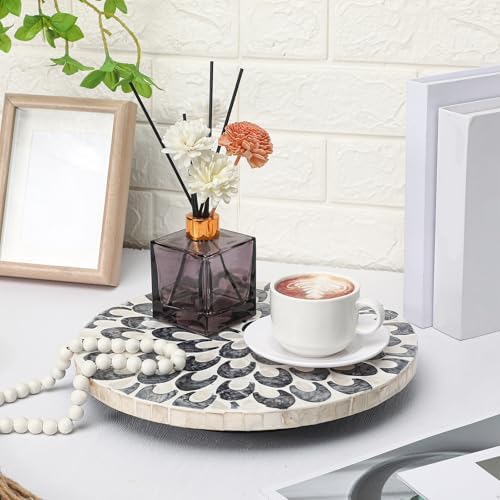 Reallnaive Mother of Pearl Lazy Susan, Round, Floral - Image 3