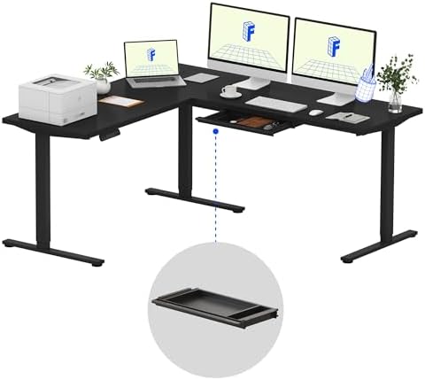 FLEXISPOT 71 x 63 Reversible L-Shaped Corner Standing Desk with Drawers by Unknown