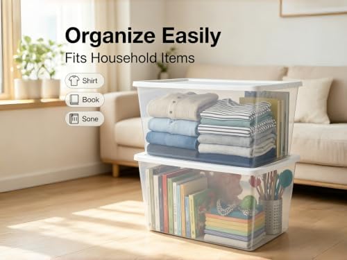 Clear Storage Bins with Lids, 90 Qt 2-Pack Stackable Plastic Totes - Image 4