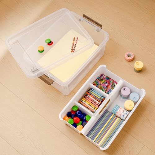 Citylife 17 QT Clear Craft Organizers and Storage Box with Handled Tray - Image 7