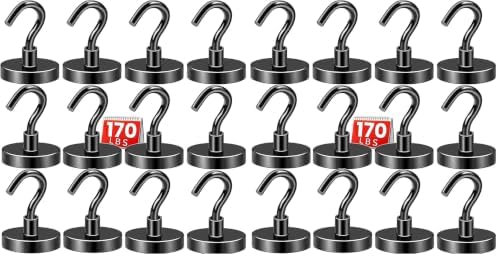 DIYMAG Magnetic Hooks,170lbs Heavy Duty Magnets with Hook Black 24 Pack by DIYMAG
