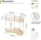 Aveniee Corner Bathroom Counter Organizer, Bathroom Countertop Shelf Makeup Organizer for Vanity Perfume Tray for Corner Storage (2 Tiers, Gold) - Image 3