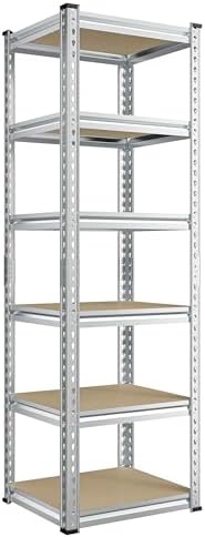 REIBII Storage Shelves for Pantry, Kitchen, 6 Tier Silver Garage Shelving by REIBII