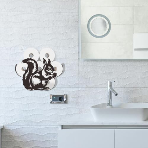 WADORN Funny Squirrel Metal Toilet Paper Holder, Black Squirrel Decorative Metal Toilet Paper Storage for Extra 8 Rolls Funny Freestanding Animal Wall Mounted Organizer for Restroom Bathroom Cabinet - Image 6