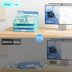 Lavatino Desk Paper File Organizer - Metal Mesh with 2 Letter Trays, 7 Flexible Dividers, 2 Vertical File Folder Holders for Office/Home/Classroom Supplies, Desk Organizers and Accessories, Blue - Image 5