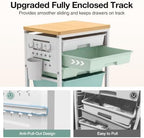 ALVOROG Rolling Storage Cart with 5 Drawers,Pegboards,Wooden Top,Bins,Green - Image 4