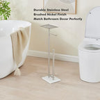 Toilet Paper Holder with Tray at The Top, Sturdy Marble Base No Wobby, Holding Extra 3 Toilet Paper Rolls As Spare Use, Freestanding No Drilling (Brushed Nickel) - Image 6