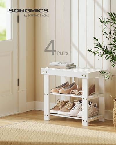 SONGMICS Shoe Rack Bench, 3-Tier Bamboo Entryway Bench, 19.7 Inches Width - Image 3