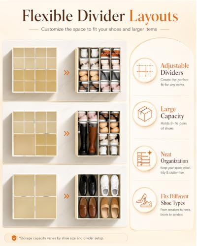 Shoe Organizer, Clear Foldable Storage with Support Base for Bedroom Closet - Image 6
