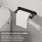 Adhesive Toilet Paper Holder, Self Adhesive Double Post Pivoting Toilet Tissue Holder, Stick on No Drilling Toilet Paper roll Holder for Bathroom, Stainless Steel and Zinc Alloy, Matte Black, 2Pack - Image 2