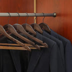 TOPIA HANGER Heavy Duty Wood Coat Hangers in Smooth Retro Finish, Boutique Quality Wooden Suit Hangers-Non-Slip Rubber Pants Bar and Smoothly Cut Notches-360° Rotating Black Hook-30 Pack, CT04A30 - Image 2