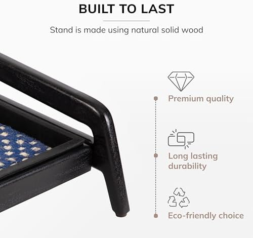 Anji Mountain Heavy Duty Waterproof Wooden Shoe Storage Mat Organizer/Boot Storage Tray Multi Use for Entryway with Coir, Blue and Ivory Insert, 1 Tier, Fits 2 Pair (26.5" Wide) - Image 3