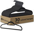 Black Velvet Hangers 30 Pack - Non Slip Clothes Hangers, Ultra Slim Hangers, Space Saving Swivel Black Hook, Suit, Top, Tie, Shirt, Skirt & Pant Felt Hangers, Black Hangers by PerfecasaHomeDecoration
